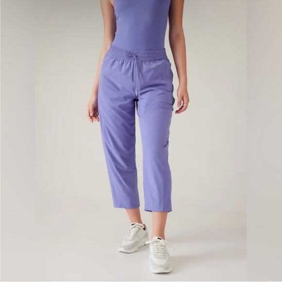 Athleta Pants Womens 18 Adonis Purple Arrival Crop Stretch Sporty Commute Travel - Picture 1 of 12